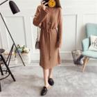 Drawstring Waist Ribbed Midi Dress