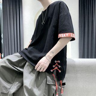 Short-sleeve Lace Up Loose Fit T-shirt
