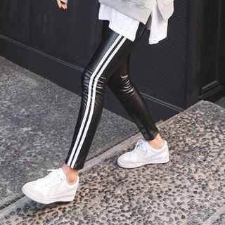 Contrast-trim Fleece-lined Leggings
