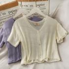 Button-down Sheer Knit Top