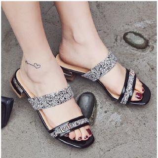 Glitter Heeled Mules