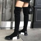 Contrast Color Genuine Suede Over-the-knee Platform Boots