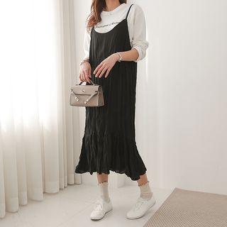 Crinkled Pinafore Dress