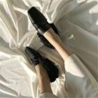 Square-toe Fleece-panel Loafers