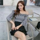 Off-shoulder Frilled-trim Blouse