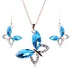 Set: Jeweled Butterfly Necklace + Drop Earrings