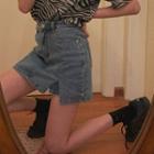 Denim Slit Mini Straight-fit Skort