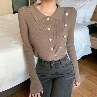 Collared Asymmetrical Knit Top