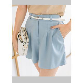 Band-waist Pocket-side Pintuck Shorts