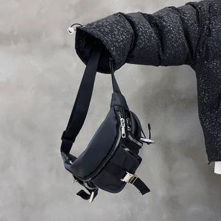 Buckled Crossbody Waist Bag Black - One Size