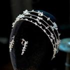 Set: Rhinestone Wedding Headband + Drop Earring Set - Headband & 1 Pair - Earring - Silver - One Size
