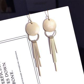 Disc Hoop Fringed Dangle Earring 1 Pair - Steel Needle - Gold - One Size