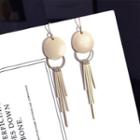 Disc Hoop Fringed Dangle Earring 1 Pair - Steel Needle - Gold - One Size