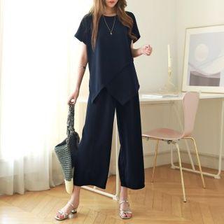Set: Cap-sleeve Wrapped Top + Pants