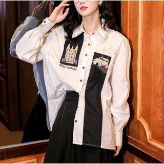 Printed Shirt White & Black - One Size
