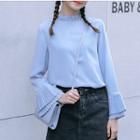 Bell-sleeve Stand Collar Blouse