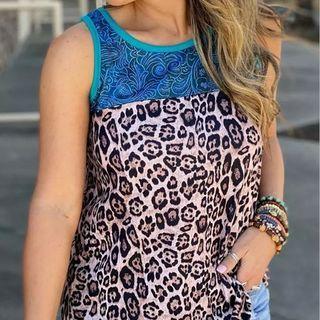 Leopard Print Panel Tank Top