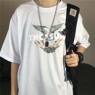 Short-sleeve Finger Print T-shirt