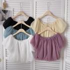 Short-sleeve Off-shoulder Plain Chiffon Blouse