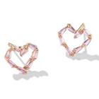 Heart Stud Earring 1 Pair - Silver Needle Earrings - Rose Gold - One Size