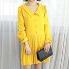 Petite Size - Vivid-color Mini Pleat Dress