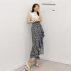 Asymmetric-hem Leopard Print Frilled Skirt