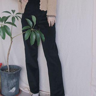 Crop Straight Fit Pants Black - S