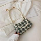 Plaid Chain Detail Hobo Bag