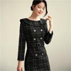 Tall Size Double-breasted Check Dress