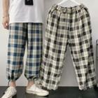 High-waist Plaid Loose Fit Sweatpants