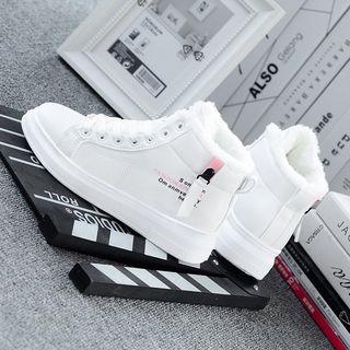 Fleece-lined Lettering High-top Sneakers