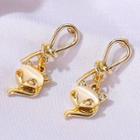 Cat Eye Stone Fox Dangle Earring 03-3476 - Gold - One Size