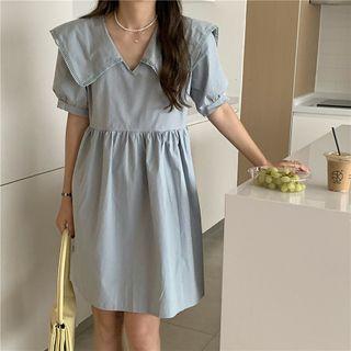 Short-sleeve Collar Smock Dress