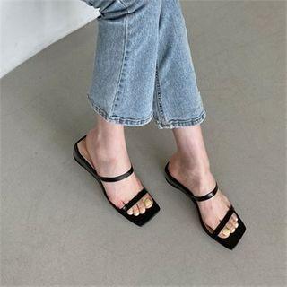 Double-strap Wedge-heel Mules