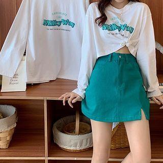 Round-neck Printed Long-sleeve Top
