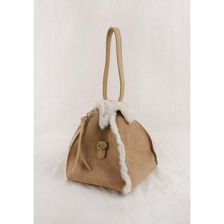 Faux-shearling Pyramid Hand Bag
