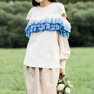 Ruffled Cut Out Sweatshirt