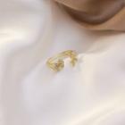 Butterfly Rhinestone Alloy Open Ring 1 Pc - Gold - One Size
