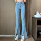 Front-slit Boot-cut Jeans