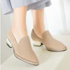 Embellished Heel Pointy Loafers