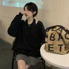 Mock Two-piece Sweatshirt / Pleated Skirt