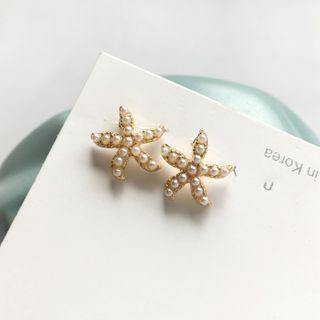 Faux Pearl Alloy Starfish Earring