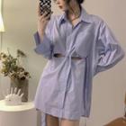 Cutout Mini Shirtdress Blue - One Size