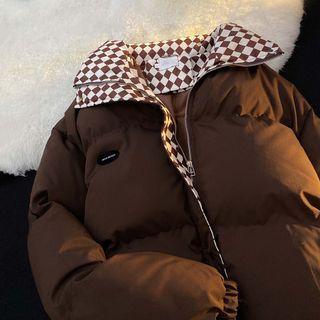 Diamond Print Padded Zip Jacket