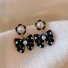 Polka Dot Bow Faux Pearl Alloy Dangle Earring