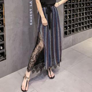 Lace Inset Wide Leg Pants