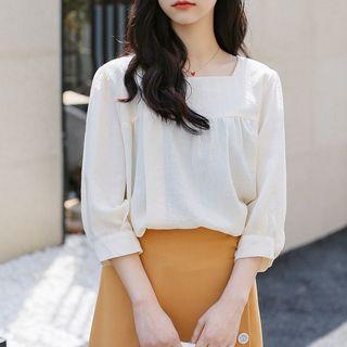 Square Neck 3/4-sleeve Blouse
