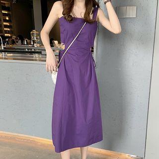 Spaghetti-strap Cut Out A-line Midi Dress