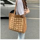 Lettering Print Tote Bag Brown - One Size