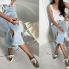 Drawcord H-line Denim Skirt